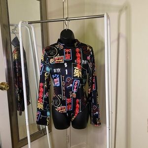 SHEIN Allover Letter Mock Neck Bodysuit